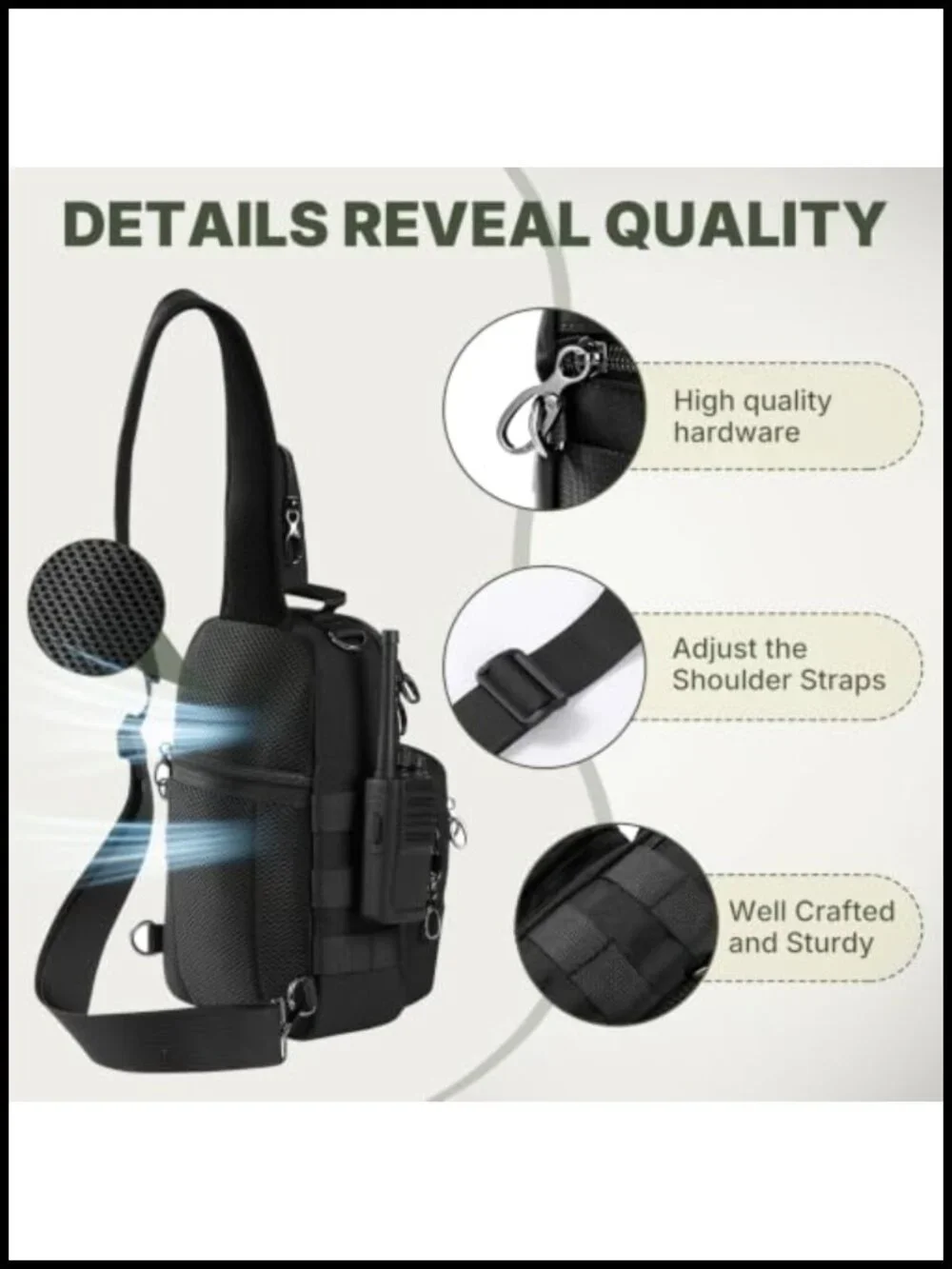 Tactical Sling Crossbody Bag Anti-Theft RFID Nylon Unisex